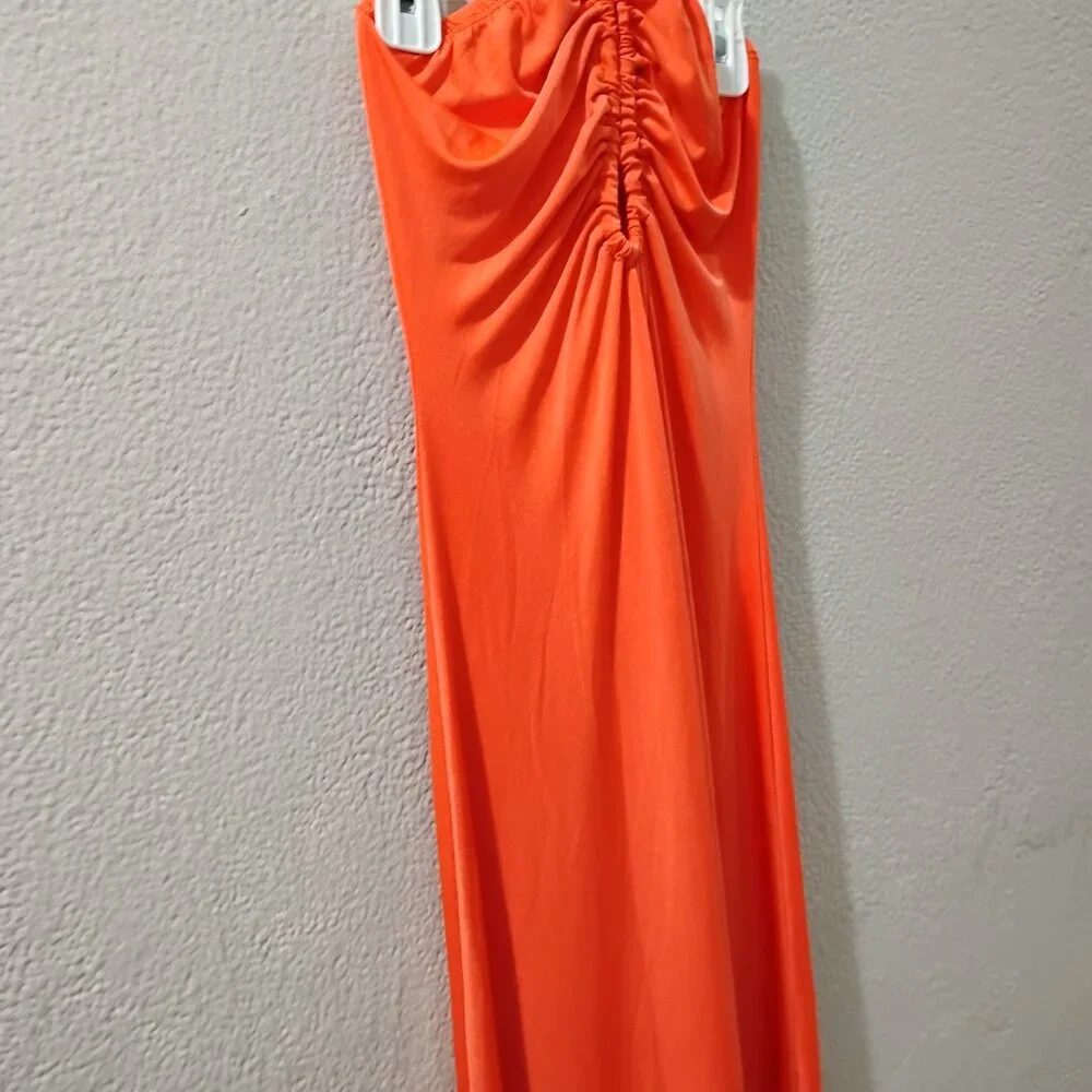 Sincerly Jules-S-- (LYCRAS TEXTURED) -RADIANT ORANGES COLORS-STRAPLESS & HALTHER